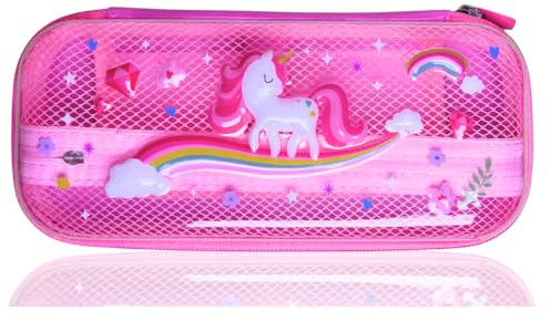 YFDSXKMZ Einhorn Federmäppchen,Stiftehalter mit Reißverschluss,Große 2 Fächer Design für Transparente Stifttasche, Wasserabweisend, für Schule & Büro, stylisches Design, 23 cm x 11 x 5 cm