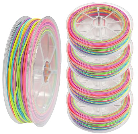 Cordon élastique pour bracelets, perles, couleur arc-en-ciel - Pour la fabrication de bijoux, bracelets, colliers, travaux manuels, élastiques à cheveux tressés, perles poney (1 mm, 100 m)