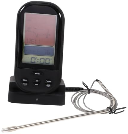Warmhm Wireless Remote Grill Thermometer with Large Backlit LCD Instant Read Digital Meat Thermometer for Bbq Oven Smoker Pre Programmed Temperature Alerts Feet Range Timer Alarm