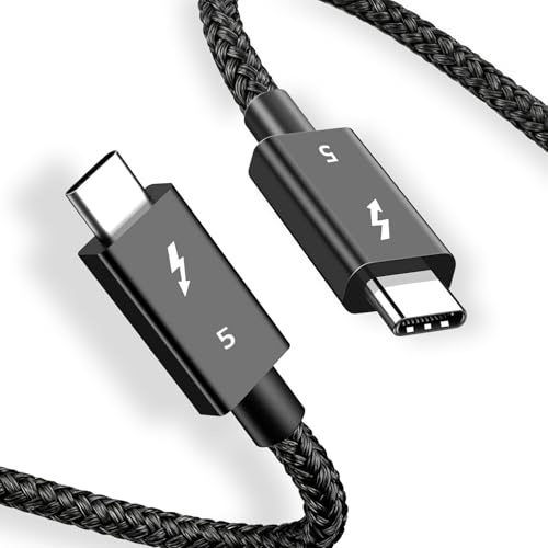 Pour Thunderbolt 5 Câble 2 m – USB4 V2.0 80 Gbps (jusqu’à 120 Gbps) Câble de Données, Charge Rapide PD 3.1 240 W, 4K@540Hz / Double 8K@60Hz, Compatible avec pour Thunderbolt 4/3, pour MacBook, SSD