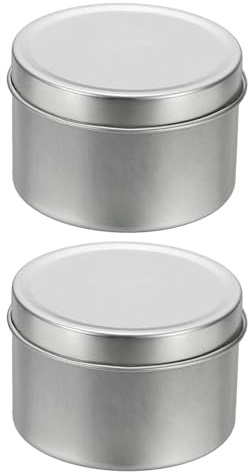 QUARKZMAN 2 Pezzi Lattina Rotonda Di Latta 1.57 Pollici Contenitore Vuoto Di Metallo Organizzatore Barattolo Per Candele Con Coperchio Per Dolci Regali Favori Tè Sciolto Caffè Argento