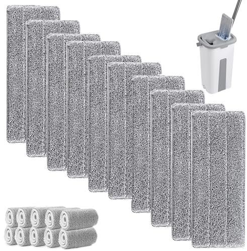 10 Stück Wischmopp Bezug, Mop Microfaser Reinigung Pads,Waschbarer Saugfähiges Wischmopp Bezug,Ersatz Mop Pads,Mikrofaserpad Geeignet für die meisten Bodentypen und maschinenwaschbar