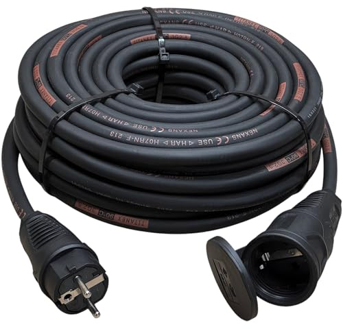 NWP 20m Schuko Verlängerungskabel Gummikabel TITANEX® H07RN-F 3G2,5 IP54, Stromkabel für Eventbranche, Baustelle, Garten, Industrie, Märkte, Außenbereich