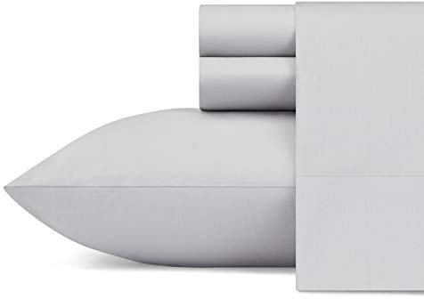 Nautica Cotton Percale Bedding Set, Crisp & Cool, Solid Home Decor, 100%, Sailing Grey, Queen