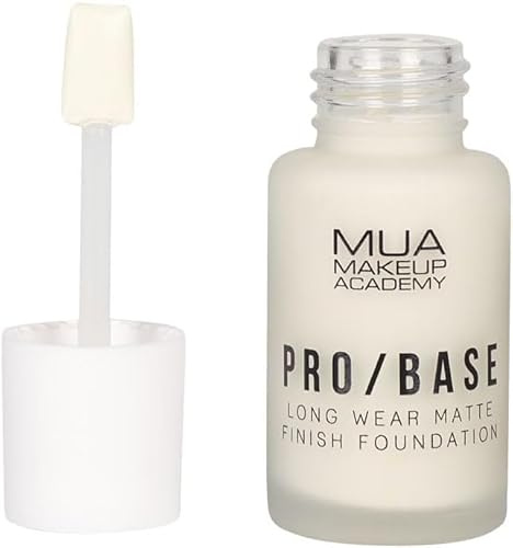 MUA Pro/Base Full Coverage Matte Finish Foundation, Shade #100 (Pack of 1) | Long-Lasting, Buildable Coverage, Controls Shine, Enriched with Vitamin E, Vegan & Cruelty Free
