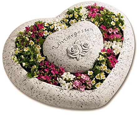 SHACAMO 2-TLG Grabschmuck Pflanzschale in Herzform Unvergessen