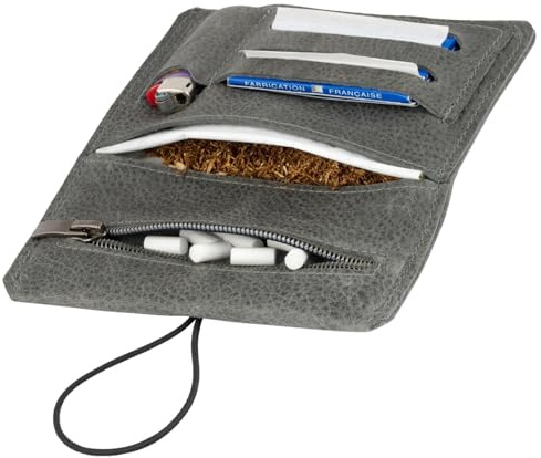 Simaru Tobacco Pouch – soft Premium Italian Real Leather – Tabacco Bag Fully Made in Europe – Built to Last, with Filter Compartment & Rolling Paper Holder