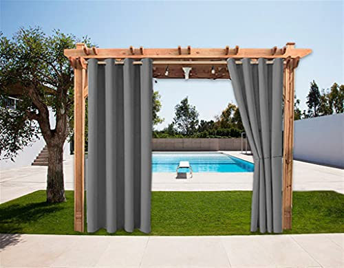 SK Studio 1 Stück Outdoor Vorhänge Aussenvorhang Garten Verdunkelung Outdoor Gardinen Blickdicht Winddicht Wasserabweisend Sichtschutz Sonnenschutz UVschutz Dunkelgrau, 254x305cm(B x H)