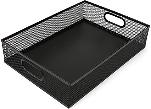 EsOfficce Desk Drawer Organizer, A4 Large Metal Mesh Desk Rrganizer Tray, Versatile Storage Box Set for Office Home Supplies,13 x 9 inches