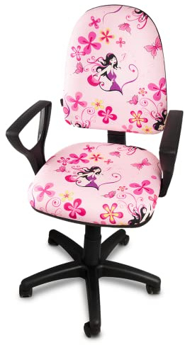 ARTOFIS Schreibtischstuhl mit Höhenverstellbar für Mädchen - Ergonomischer Kinderschreibtischstuhl mit 5 Rollen, Drehbarer Jungendstuhl mit Rückenlehne, Stil Bred Blumenmädchen