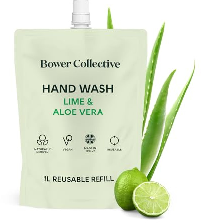 Bower Collective Natural Antibacterial Lime & Aloe Vera Liquid Hand Soap Refill, Handwash Refill, Eco-Friendly Soap, 1 Litre, 300+ Washes