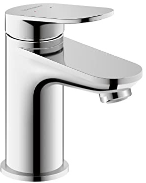 Duravit Wave Waschtischarmatur, Größe S (Auslauf Höhe 77 mm), wassersparende Waschbecken Armatur (MinusFlow), Wasserhahn Bad, Chrom