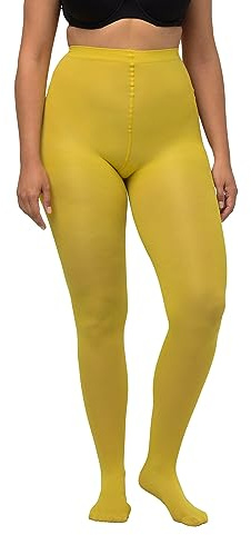 Ulla Popken Damen große Größen bis Größe 60/62, Strumpfhose aus Mikrofaser, warm & atmungsaktiv, 60den, viele Farben senfgrün 52/54 677767620-52+