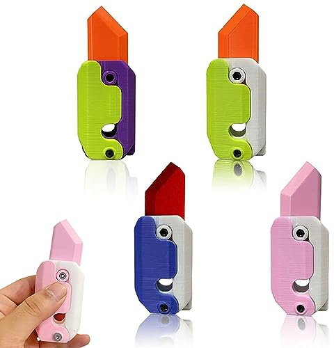EBbels 3D-Druck Fidget Messer, 4 Stück Schwerkraft-Rettichmesser, Kunststoff-EDC-Spielzeug Zum Stressabbau Bei Angstzuständen, Dekompressionsspielzeug