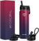 HydroPal Edelstahl Trinkflasche - 750ml, 1L, 1,2L, BPA-Frei, Kohlensäure geeignet, Isolierte flasche mit Strohhalm & 2 Deckel, Auslaufsichere Isolierflasche für Sport (Rot/Schwarz, 750 ml)