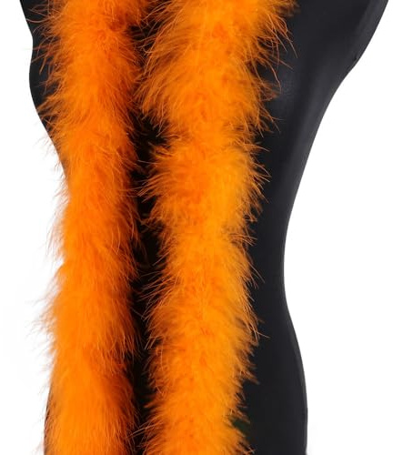 2m 8cm Federboa Truthahnfedern Boa,Flauschige Plüsch-Feder Boa Federstola Federschal Federgirlande für Weihnachtsbaum Hochzeit Basteln Burlesque Karneval Party 20er Jahre Kostüm Deko,ca. 15g Orange