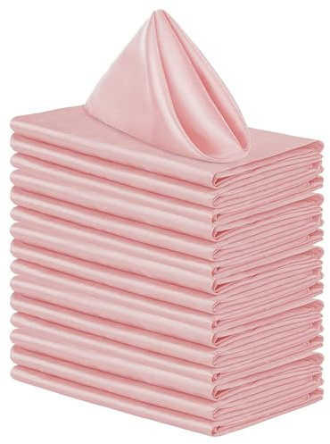 Whakano 4 Stück Satin Servietten,Wiederverwendbare Stoffservietten,Glattes,Weich und Bequem,Hochwertige Servietten,für Hochzeit,Taufe,Kommunion,Geburtstag,Feiern,Tischdekoration,Altrosa,50x50cm
