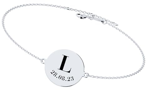 Personalisiertes Armband mit Buchstaben und Datum - Initialen Armband, Valentinstag Geschenk, Mutter Tochter Namensarmband, Freundschaftsarmband - in Gold, Silber und Rosegold