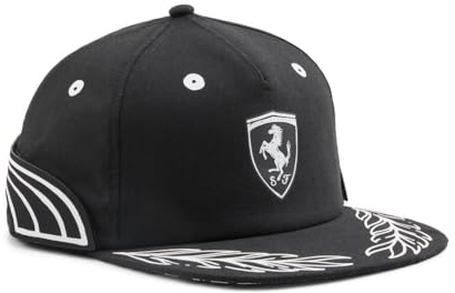 PUMA Unisex Scuderia Ferrari Flat Brim Cap Baseballkappe, Schwarz Ah23, Einheitsgröße