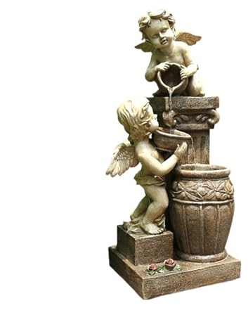 luckxuan Garten Brunnen Engelsbrunnenlandschaft, Wasserdekoration im Freien, Gartenlayout, Wasserlandschaftsdekoration im Innenhof Garten Brunnen Outdoor (Size : L)