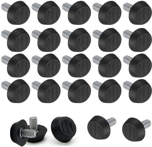 Esforzarse 45 Pcs Pie de Mesa Ajustable, Pies Ajustables, 23×M8×25MM, Pies Nivelación Muebles, Ajustable Nivelador de Muebles Tornillos de Nivelación con Base Negra para Patas de Silla