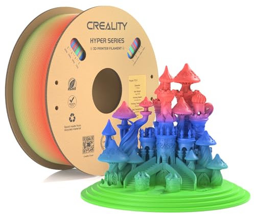 Creality Official Hyper PLA Filament Regenbogen-S 1KG, 3D Drucker Filament für Hochgeschwindigkeitsdruck, langlebig und widerstandsfähig, glatt, Überhang Leistung Maßgenauigkeit +/-0.03mm