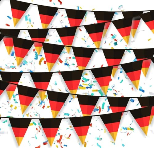 TK Gruppe Timo Klingler XXL Wimpelkette 5 Meter Deutschland Girlande schwarz, rot, gelb (Gold) als Deko Dekoration, Fanartikel, Partydekoration zur Fußball Weltmeisterschaft WM 2026 (5 Meter)