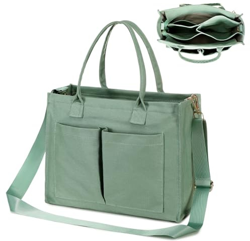 ONEGenug Canvas Tote Bag, Große Handtasche Shopper Tasche Damen Reise Beuteltasche Strandtasche für Alltag Arbeit Einkaufen Schule