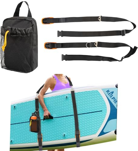 YUNCHONGuk SUP Tragegurt, Verstellbarer Tragegurt mit Paddelhalter für Paddleboards, Surfboards, Longboards, Kajaks, Sup Boards, Schwarz, Einheitsgröße