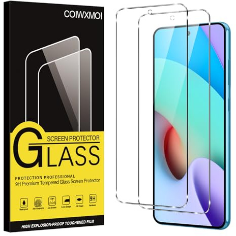 Coiwxmoi 2 Piezas Protector Pantalla para Xiaomi Redmi 10 / Redmi 10 Prime 6,5, HD Transparente, Ultra Resistente, Sin Burbujas, Dureza 9H, Antiarañazos Cristal Templado para Xiaomi Redmi 10 4G 2022