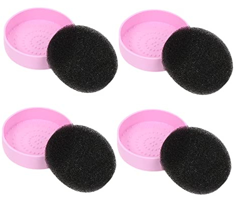 PAMINGONO 4pcs Makeup Brush Cleaning Box Makeup Removal Sponge Eye Shadow Brush Cleaner Kit Safe for Foundation