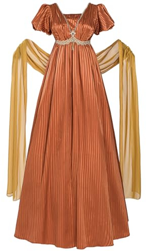 CR ROLECOS Viktorianisches Kleid Jane Austen Regency Empire Kleid Puffärmel mit Handschuhen Schal Renaissance Kostüm für Partys Gala M