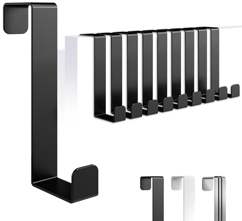 4happy Türhaken zum Einhängen, 10er-Set, Fb. Schwarz - Rostfreie, formstabile Haken zum Einhängen als einzelne Kleiderhaken Tür oder als Türhakenleiste, Türgarderobe