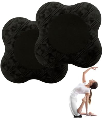 BARRU 2 Stück Yoga Kniekissen - Rutschfeste Knieschoner Matte (20x20 cm) für Knie, Handgelenke & Ellenbogen - Ideal für Yoga, Pilates & Fitness(Schwarz)