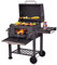 Barbecue a carbone XL, carrello per barbecue, griglia XL a carbone con coperchio, ruote e termometro, regolabile in altezza, grande barbecue a carbone da legna, per campeggio e giardino, nero