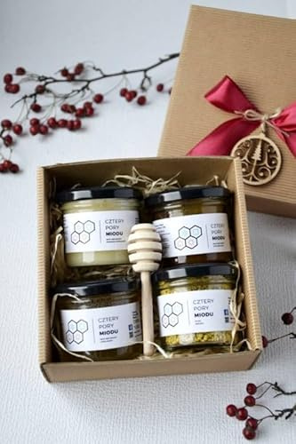 Mini-Honig-Geschenkset | 3 Sorten Honig 140g & 1 Bienenpollen 70g | Süße & gesunde Geschenkidee | Hochwertige Verpackung | 100% natürlich
