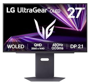 LG UltraGear OLED 27GX790A Monitor Gaming 27, QHD (2560x1440), OLED, 480Hz, 0,03ms (GtG), G-Sync, FreeSync Premium Pro, HDR True Black 400, HDMI 2.1, DisplayPort 2.1, Nero