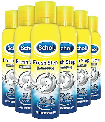Dr. Scholl’s Desodorante para Pies, 150ml - Neutraliza el Olor hasta por 48 Horas, Frescura Duradera, Fórmula de Doble Acción, Spray para Pies con Mal Olor, Testado Dermatológicamente, sudor 6x150ml