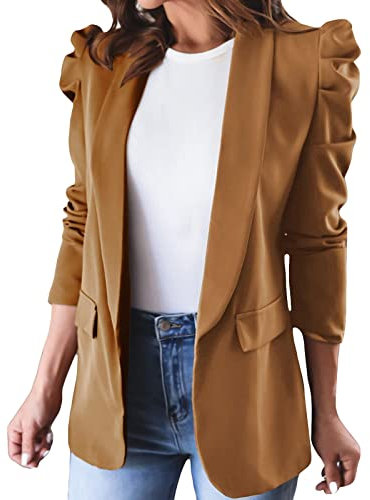 Generico Blazer da Donna, Donna Giacche da Abito E Blazer Monopetto Casual con Risvolto Business Manica Lunga Apertura Frontale con Bottone Oversize Giacca Mezza Stagione Donna Primaverile Elegante