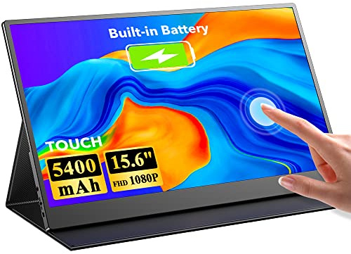 UPERFECT Écran Portable Tactile avec Batterie, Moniteur Mobile 15,6 Pouces 1920x1080 FHD IPS Display USB C Affichage pour Laptop/PC/Switch/PS4-5/Xbo/Raspb Pi, Boîtier Métallique, Montage VESA