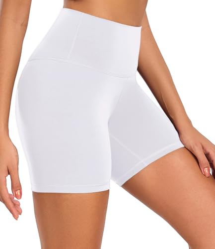 wirarpa Cykelbyxor, dam, hög midja, korta leggings, sportbyxor, ogenomskinliga shorts, fitness, yogabyxor,, Vit, L