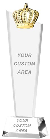 Trophée personnalisé en verre de cristal avec gravure – Prix en cristal de verre personnalisé avec logo personnalisé pour l'appréciation des employés, les anniversaires d'entreprise et les cadeaux de