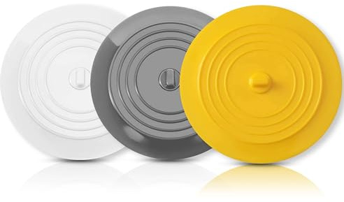 Tapón de Drenaje de Silicona - 15CM -✮GARANTÍA DE por Vida✮- Ventosa Flexible, Tapa Universal Impermeable - Fregadero de Cocina de Acero Inoxidable, Bañera, Inodoro (Blanco/Gris/Amarillo)