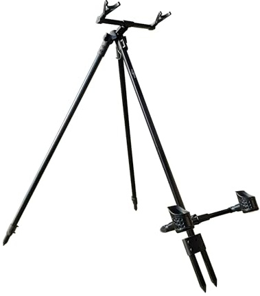 Kemfish Angel Tripod, Rutenhalter Stativ für 2 Ruten, Verstellbares Rod Pod mit stabilen Beinen, Kompakter Rutenständer für Karpfenangeln, Forellen & Raubfisch