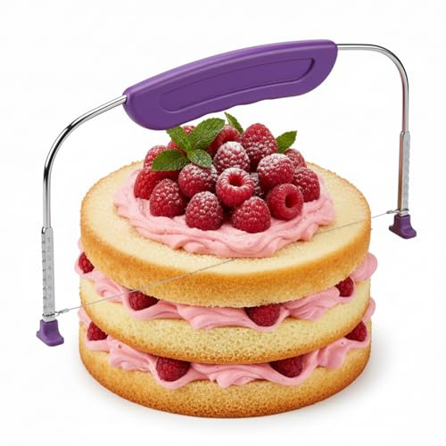 Professional Cake Leveller Cutter Adjustable Stainless Steel Wire Cake Slicer Cutter for Leveling & Slicing Kitchen Baking Tools Cakes-Cutter Leveller & Cake Cutters for Birthday Layer (27Cm Purple)