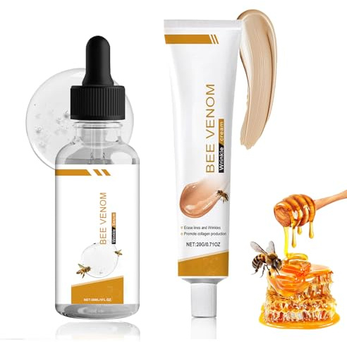 2 st Bee Venom-serum, bigift ansiktsserum & bigiftkräm mot rynkor, anti-aging serum – anti-rynkkräm för utjämning av rynkor och fina linjer, pigmentfläckar, uppstramande hud