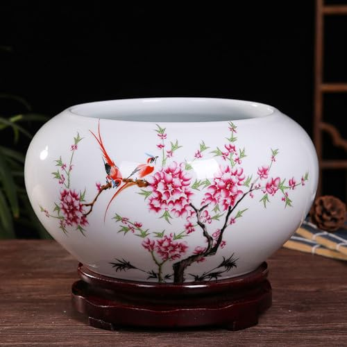 WDSOPK Maceta De Bonsái con Personalidad Creativa Y Bandeja,Recipiente Hidropónico De Cerámica No Poroso De Gran Calibre,Maceta para Narcisos,Cuenco para Loto,Nenú(B-16 * 8,5 Cm)