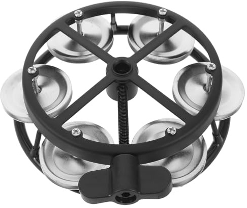 Cabilock Pandereta de Campana Montable para Batería con Soporte de Hi-Hat Platillos de Doble Capa Accesorios para Percusión Portátil y Tintineo para Músicos y Bateristas Profesionales