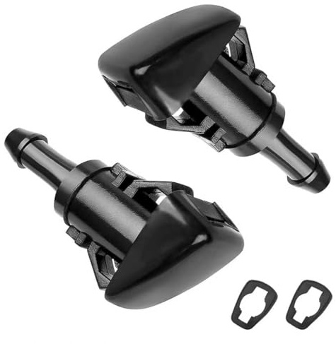 2 PCS Windscreen Washer Jets, Car Windshield Cleaning Nozzle Accessory for Improved Spray Coverage, Durable Plastic Washer Jet Cleaning Tool for Compact Vehicles (Black)