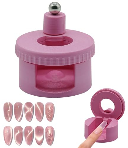 2026 New Rotating Cat Eye Magnet, Pink Nail Polish Magnet Automatic Glass Bead Suction of Cat Eye Nail, Uniform Magnetic Force Small & Portable Tool for Beginners & Professionals